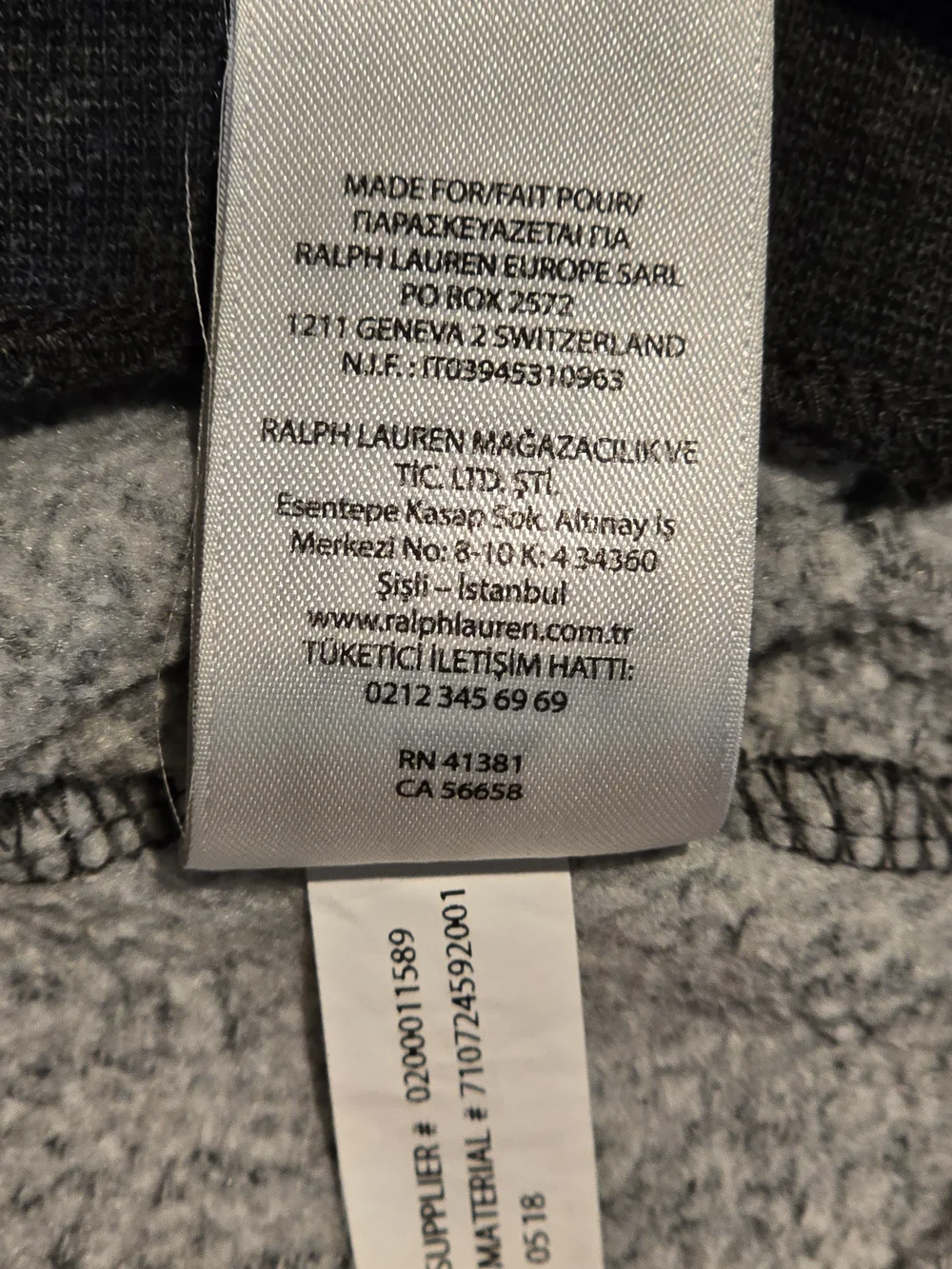 Polo by Ralph Lauren Charcoal Crewneck Sweatshirt with Polo Bear Graphic